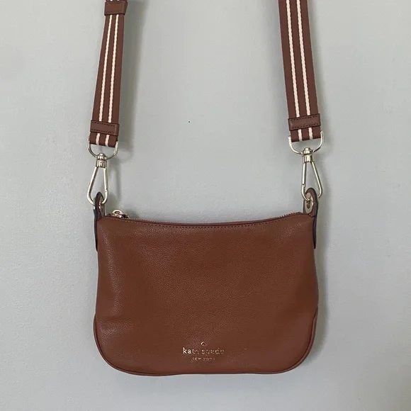 Kate Spade Tan Crossbody Bag with Striped Strap - Picture 2 of 15